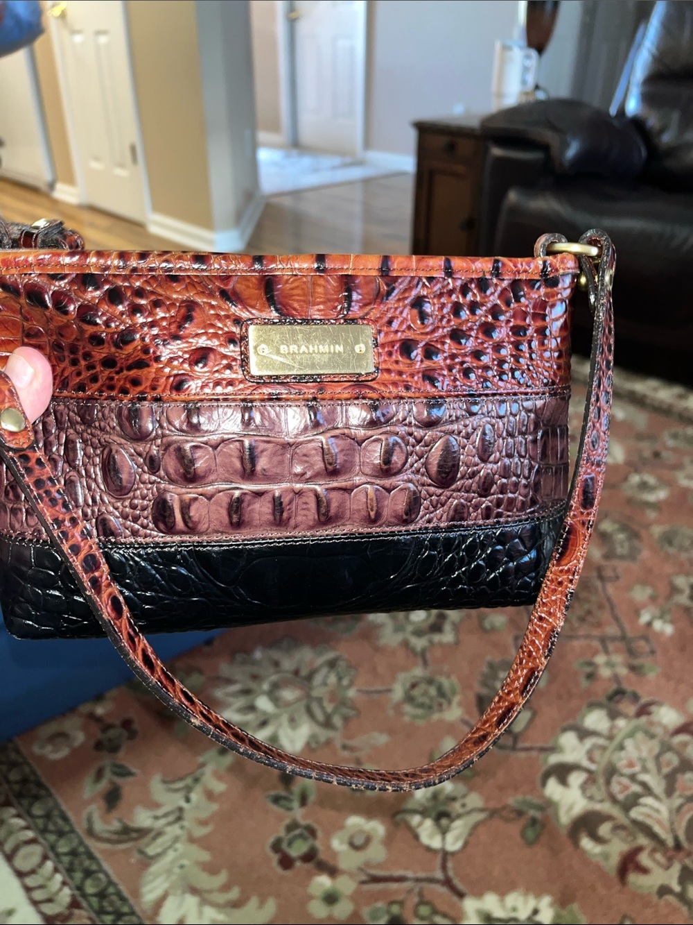 Brahmin small Tri colored shoulder bag.